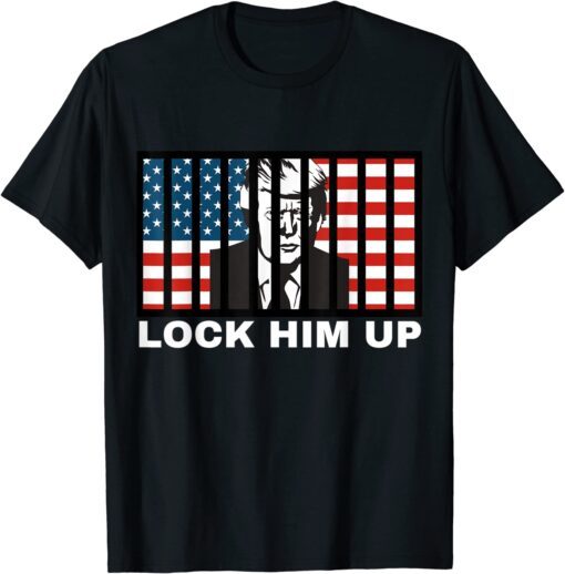 FBI searches Trump's house LOCK HIM UP Anti-Trump American Flag Jail Tee Shirt