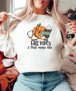 Fall Vibes&Nurse Life Halloween T-Shirt