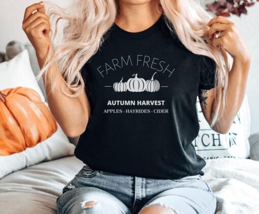 Farm Fresh Pumpkin Fall Autumn Holiday Seasonal Tee Shirt