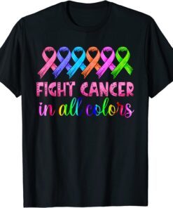 Fight Cancer In All Color Fight Cancer Feather Ribbons T-Shirt