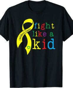 Fight Like Kid Childhood Cancer awareness retro Gold Ribbon Tee Shirt