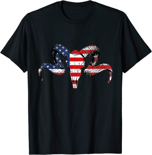 Flag ram skull Tee Shirt