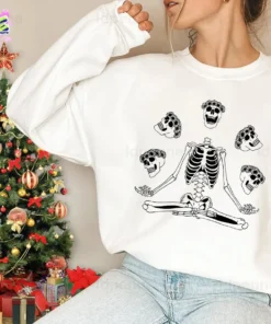 Floral Skull Skeleton Meditation Halloween Tee Shirt