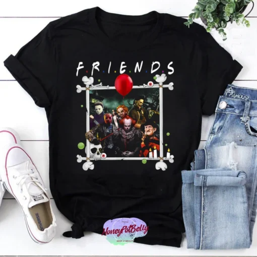 Friends Halloween Horror Team Scary Movies Halloween Tee Shirt