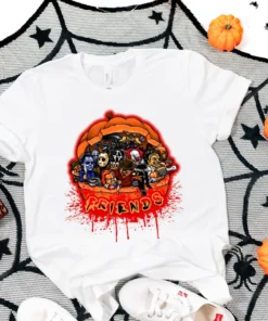 Friends Pumpkin Halloween Horror Movie Characters Tee Shirt