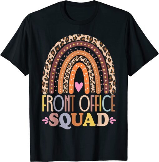 Front Office Squad Leopard Rainbow Back To School Matching T-Shirt