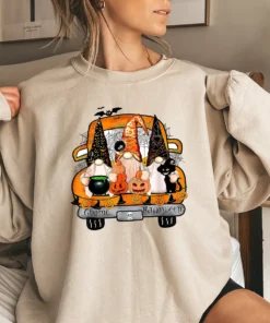 Gnome Witch Halloween Pumpkin Autumn Fall Holiday Tee Shirt