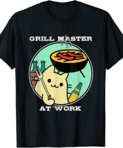 Grill BBQ Camping Master Chef Working Cat Tee Shirt