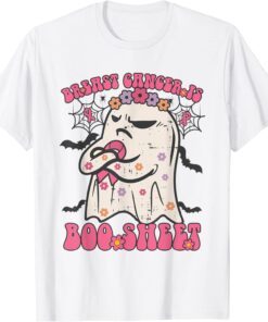 Groovy Breast Cancer Is Boo Sheet Halloween Pink Ribbon Tee Shirt