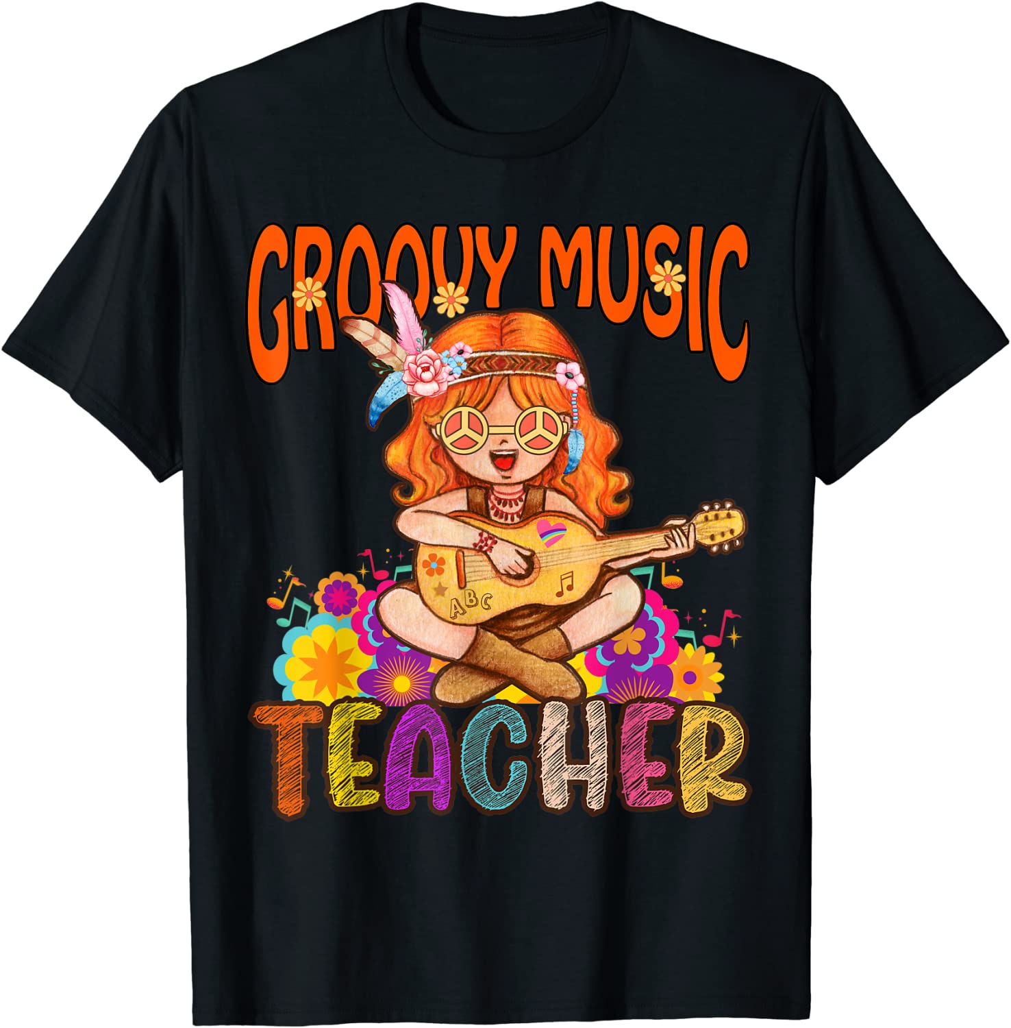 Groovy Music Teacher Back To School Vintage Retro Hippie Tee Shirt Groovy Music Teacher Back To School Vintage Retro Hippie Tee Shirt