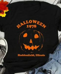 Halloween 1978 Holiday Spooky Myers Pumpkin Haddonfield Tee Shirt