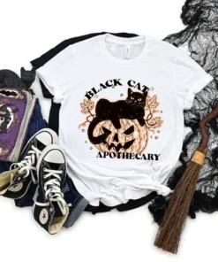 Halloween Boo Black Cat Apothecary T-Shirt