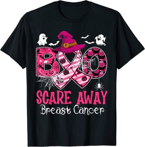 Halloween Boo Scare Away Breast Cancer Awareness Tee Shirt