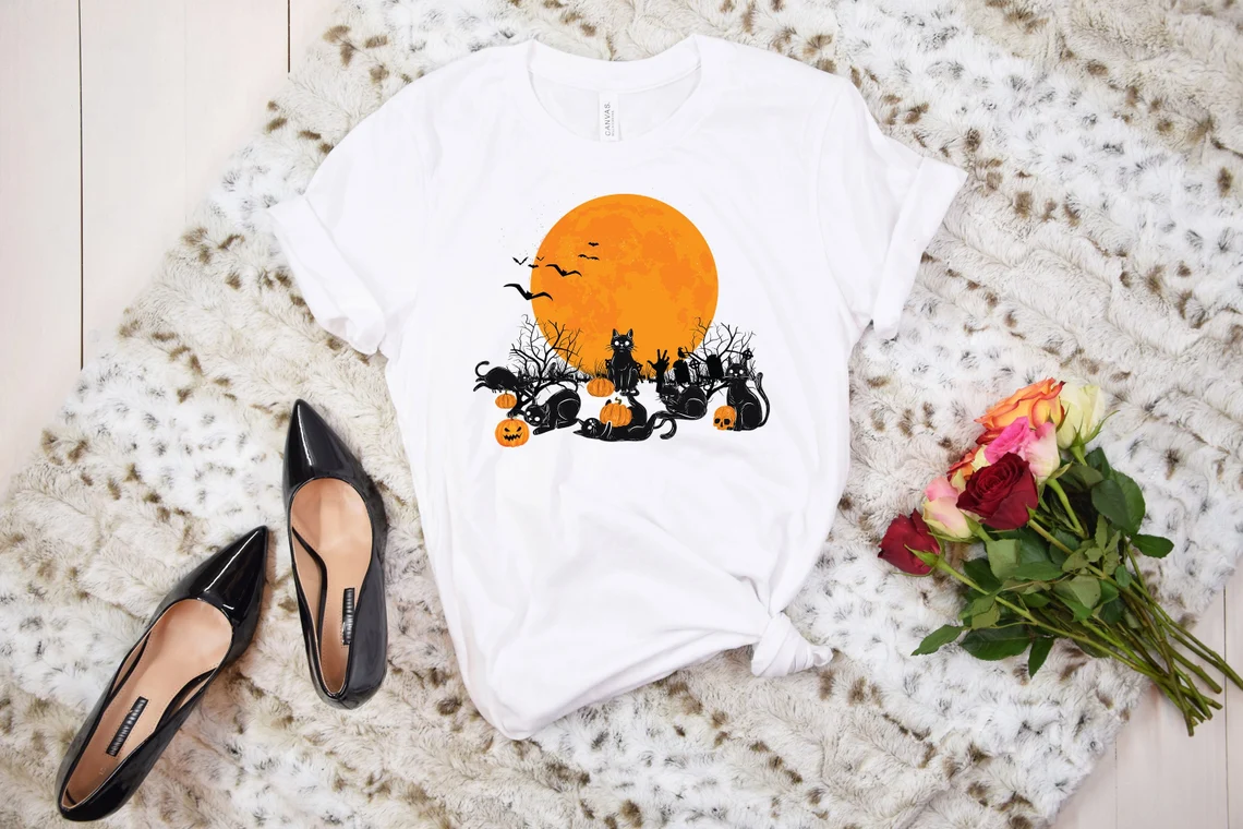 Halloween Cat Tee Shirt Halloween Cat Tee Shirt