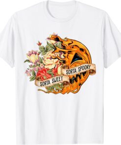 Halloween Fall Pumpkin Flower Sorta Sweet Sorta Spooky Tee Shirt