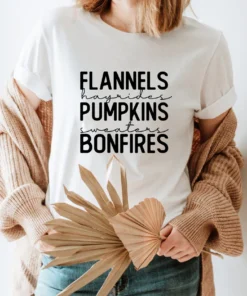 Halloween Flannels Hayrides Pumpkins Sweaters Bonfires Tee Shirt