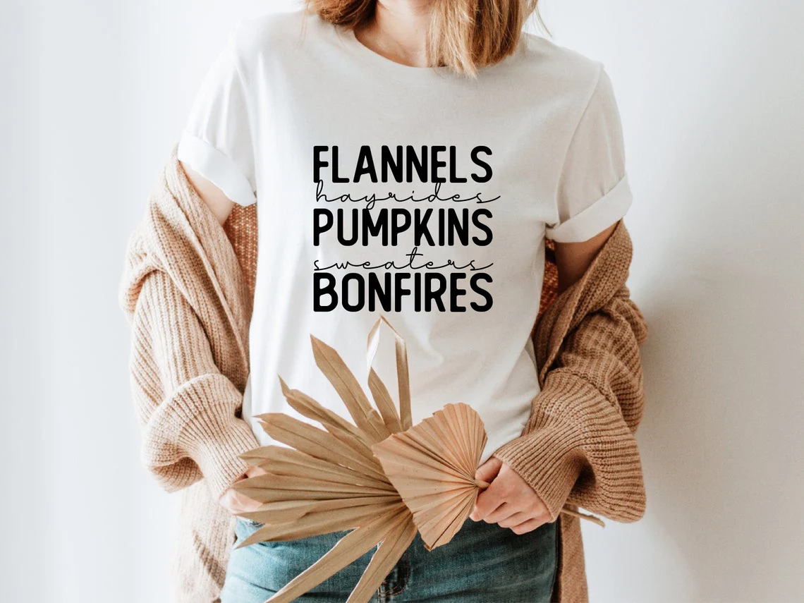 Halloween Flannels Hayrides Pumpkins Sweaters Bonfires Tee Shirt Halloween Flannels Hayrides Pumpkins Sweaters Bonfires Tee Shirt