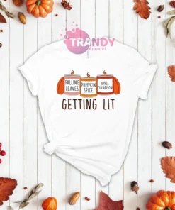 Halloween Getting Lit Fall Pumpkin Tee Shirt