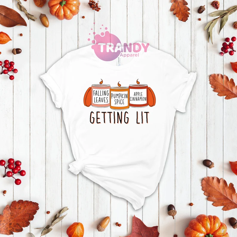 Halloween Getting Lit Fall Pumpkin Tee Shirt Halloween Getting Lit Fall Pumpkin Tee Shirt