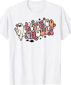 Halloween Groovy Let's Go Ghouls Retro Ghost Spooky Pumpkin Tee Shirt