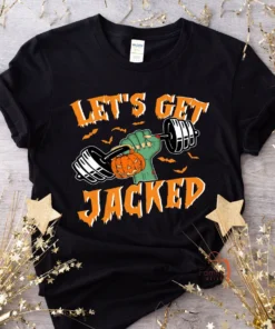 Halloween Gym Pumpkin Let's Get Jacked Tee Shirt
