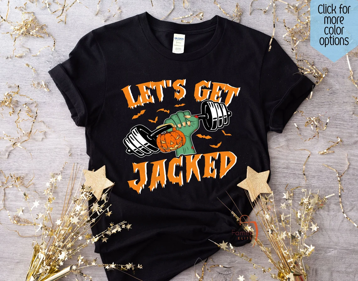 Halloween Gym Pumpkin Let’s Get Jacked Tee Shirt Halloween Gym Pumpkin Let's Get Jacked Tee Shirt