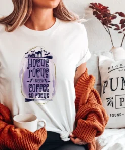 Halloween Hocus Pocus I Need Coffee to Focus Tee Shirt
