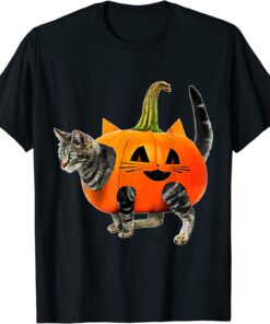 Halloween Jack-O-Lantern Pumpkin Cat Tee Shirt