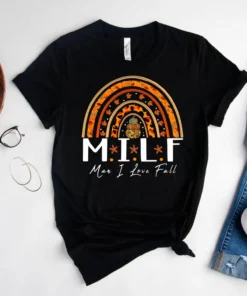 Halloween Milf Man I Love Fall Rainbow Tee Shirt