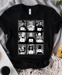 Halloween Mugshots Horror Movie Tee Shirt