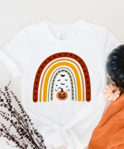 Halloween Pumpkin Rainbow Tee Shirt