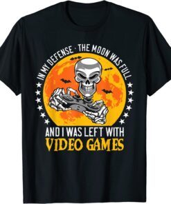 Halloween Skeleton Video Gamer Controllers Tee Shirt