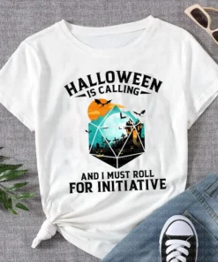 Halloween is calling and I must roll for initiative DnD Tee Shirt