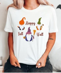 Happy Fall Y'all Gnomes Fall Halloween Tee Shirt