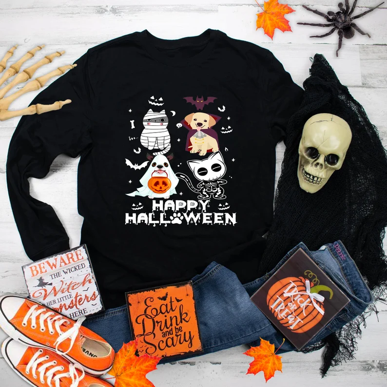 Happy Halloween Pets Cat Boo Halloween Trick Or Treat Tee shirt Happy Halloween Pets Cat Boo Halloween Trick Or Treat Tee shirt