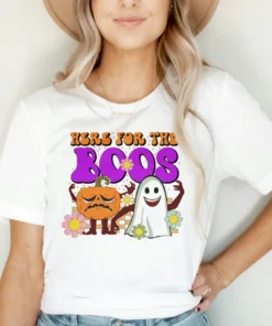Here For The Boos Cartoon Halloween Tee Shirt