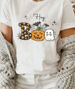 Hey Boo Cute Ghost Pumpkin Tee Shirt
