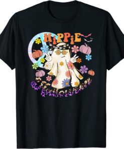 Hippie Halloween Floral Ghost Spooky Vibes Tee Shirt