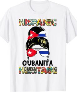 Hispanic Heritage Month Cuba Cubanita Cuban Flag Tee Shirt