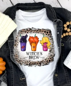 Hocus Pocus Inspired Sanderson Sisters Leopard Halloween Tee Shirt