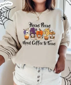Hocus Pocus Need Coffee To Focus Halloween T-Shirt