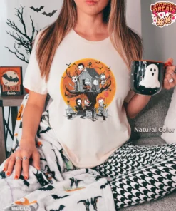 Horror Characters On Tree House Halloween Tee Shirt