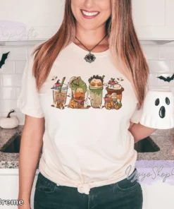 Horror Fall Coffee Pumpkin Spice Iced Warm Autumn Orange Halloween Tee Shirt