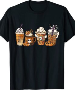 Horror Fall Coffee Skeleton Hallowwen Pumpkin Spice Autumn Tee Shirt