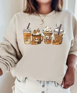 Horror Fall Coffee Skeleton Hallowwen T-Shirt