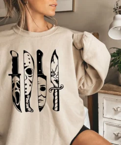 Horror Movie Characters Knives Halloween Tee Shirt