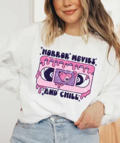 Horror Movies and Chill Distressed Halloween Tee Shirt