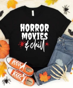 Horror Movies and Chill Halloween Tee Shirt