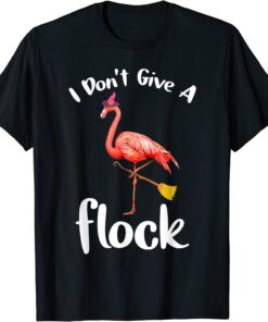 I Don't Give A Flock Funny Pink Flamingo Witch and Pumpkin Tee Shirt