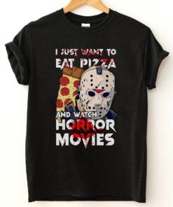 I Just Want To Eat Pizza And Watch Horror Movies Vintage Tee Shirt